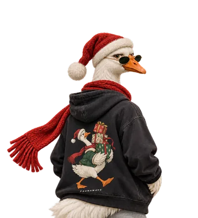Christmas Goose wearing its Faunawave design