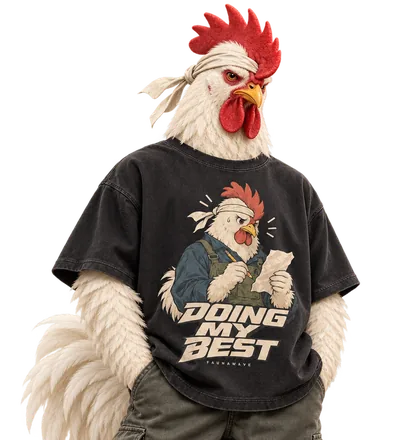 Doing My Best Chicken wearing its Faunawave design