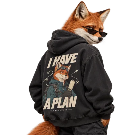 I Have A Plan Fox wearing its Faunawave design