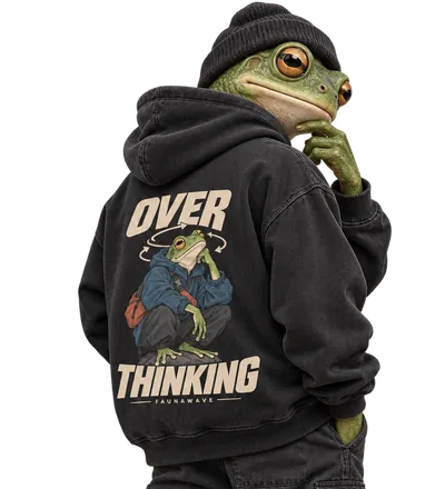 Overthinking Frog wearing its Faunawave design
