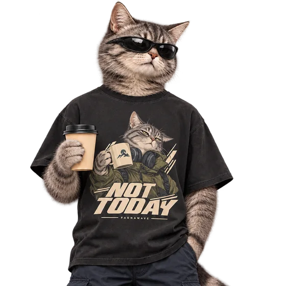 Not Today Cat T-Shirt worn by its Faunawave character