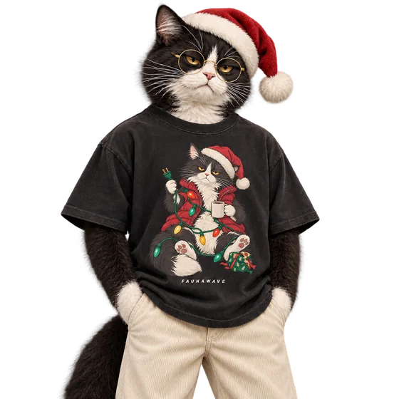 Christmas Cat T-Shirt worn by its Faunawave character