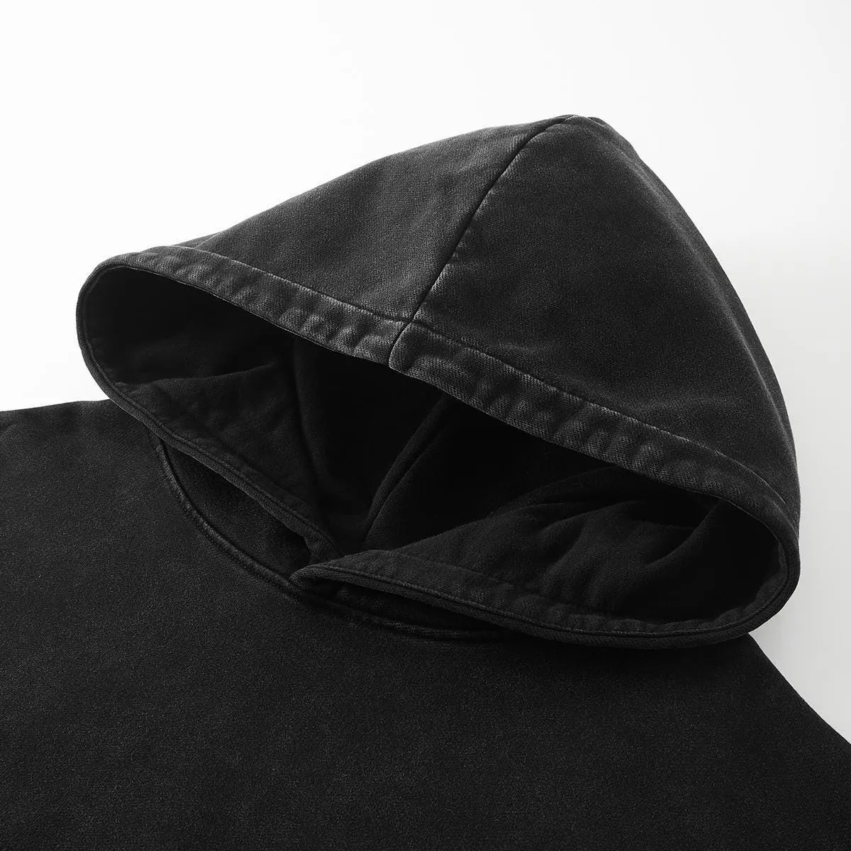 FAUNAWAVE grumpy Christmas cat: Hood construction detail; supplier garment photo.